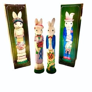 12” Brian Bunny W/Basket & Alice Bunny W/Apron